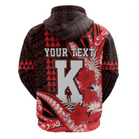 Personalised Hawaii Kalani High School Zip Hoodie Tribal Tattoo With Hibiscus Flowers