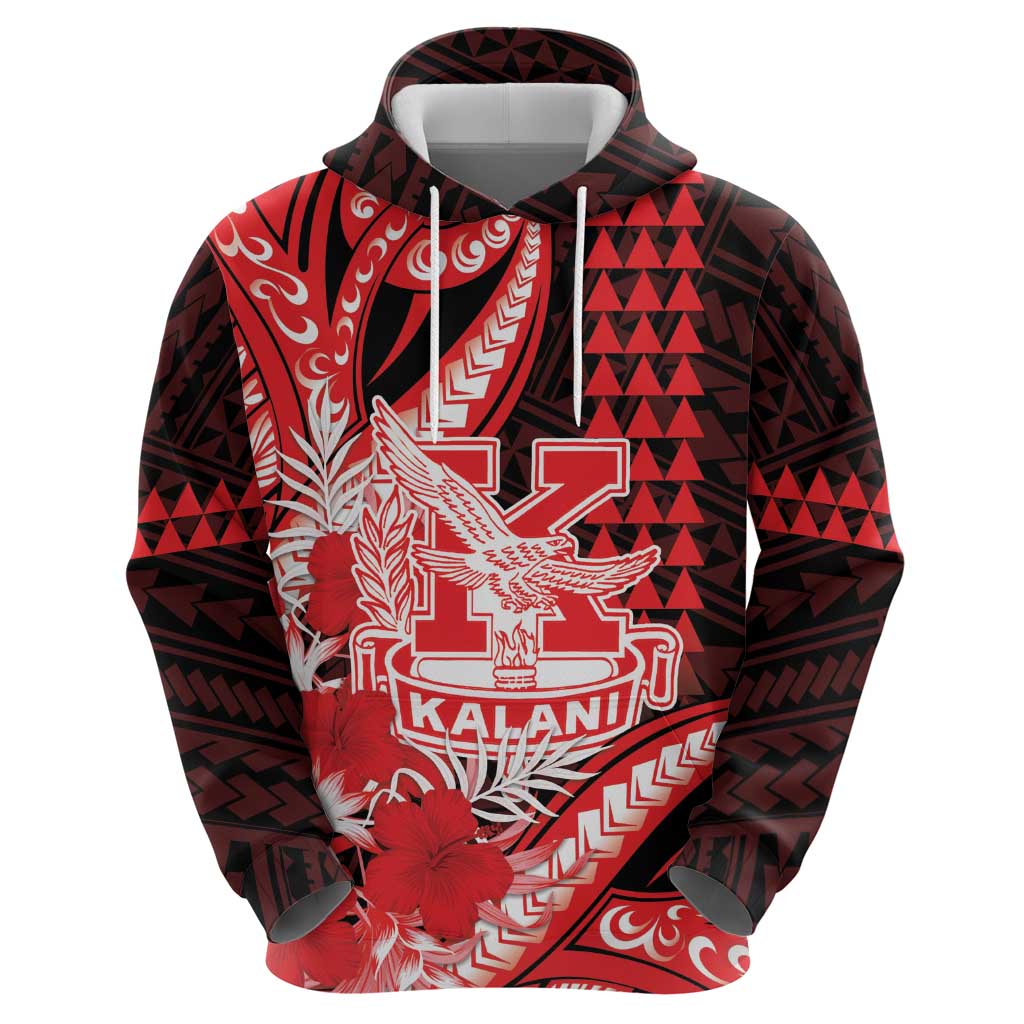 Personalised Hawaii Kalani High School Zip Hoodie Tribal Tattoo With Hibiscus Flowers