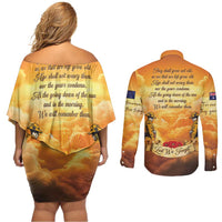 New Zealand And Australia ANZAC Day Couples Matching Off Shoulder Short Dress and Long Sleeve Button Shirt Sinai Palestine Campaign Lest We Forget LT05 - Polynesian Pride