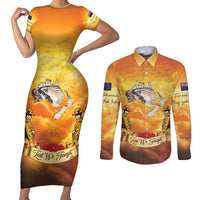 New Zealand And Australia ANZAC Day Couples Matching Short Sleeve Bodycon Dress and Long Sleeve Button Shirt Sinai Palestine Campaign Lest We Forget LT05 Orange - Polynesian Pride