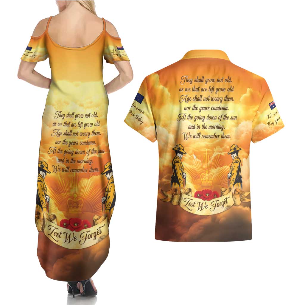 New Zealand And Australia ANZAC Day Couples Matching Summer Maxi Dress and Hawaiian Shirt Sinai Palestine Campaign Lest We Forget LT05 - Polynesian Pride