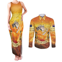 New Zealand And Australia ANZAC Day Couples Matching Tank Maxi Dress and Long Sleeve Button Shirt Sinai Palestine Campaign Lest We Forget LT05 Orange - Polynesian Pride