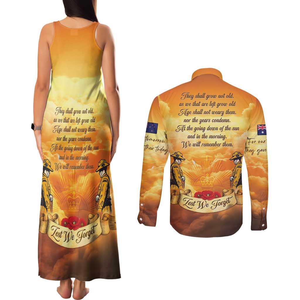 New Zealand And Australia ANZAC Day Couples Matching Tank Maxi Dress and Long Sleeve Button Shirt Sinai Palestine Campaign Lest We Forget LT05 - Polynesian Pride