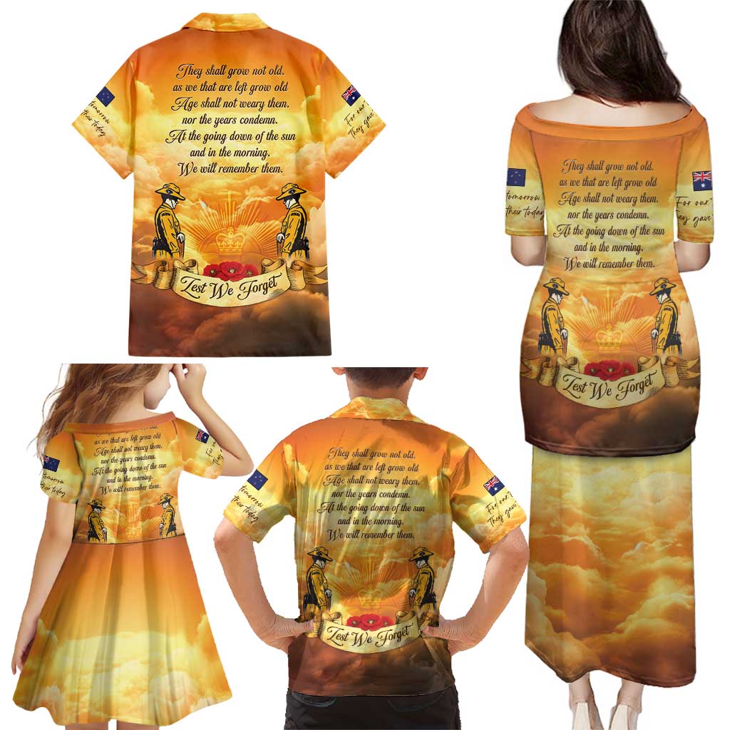 New Zealand And Australia ANZAC Day Family Matching Puletasi and Hawaiian Shirt Sinai Palestine Campaign Lest We Forget LT05 - Polynesian Pride