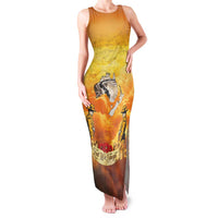 New Zealand And Australia ANZAC Day Family Matching Tank Maxi Dress and Hawaiian Shirt Sinai Palestine Campaign Lest We Forget LT05 Mom's Dress Orange - Polynesian Pride