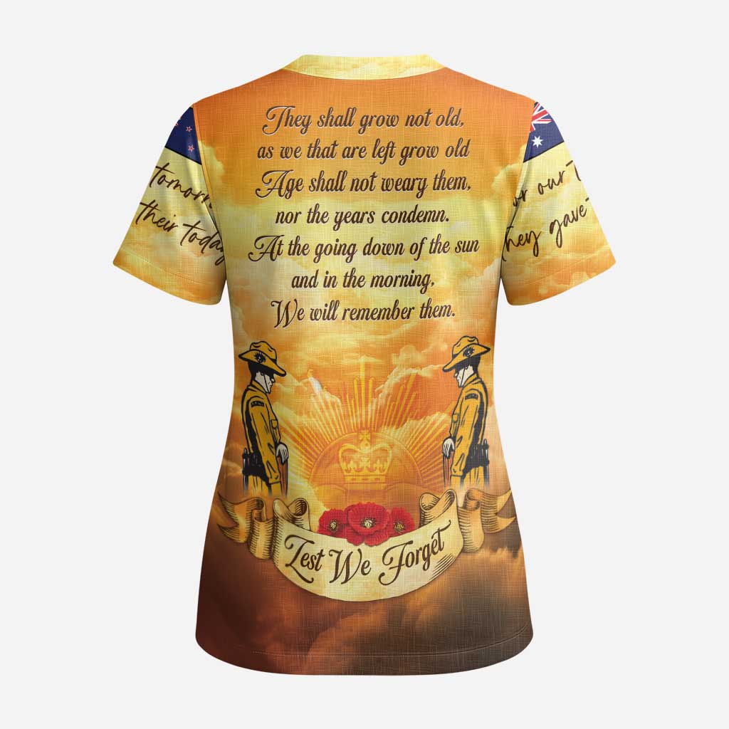 New Zealand And Australia ANZAC Day Scrub Top Sinai Palestine Campaign Lest We Forget LT05 - Polynesian Pride