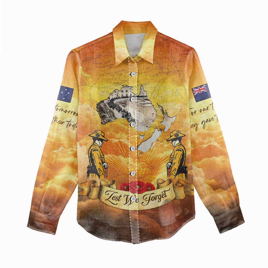New Zealand And Australia ANZAC Day Women Casual Shirt Sinai Palestine Campaign Lest We Forget LT05 - Polynesian Pride