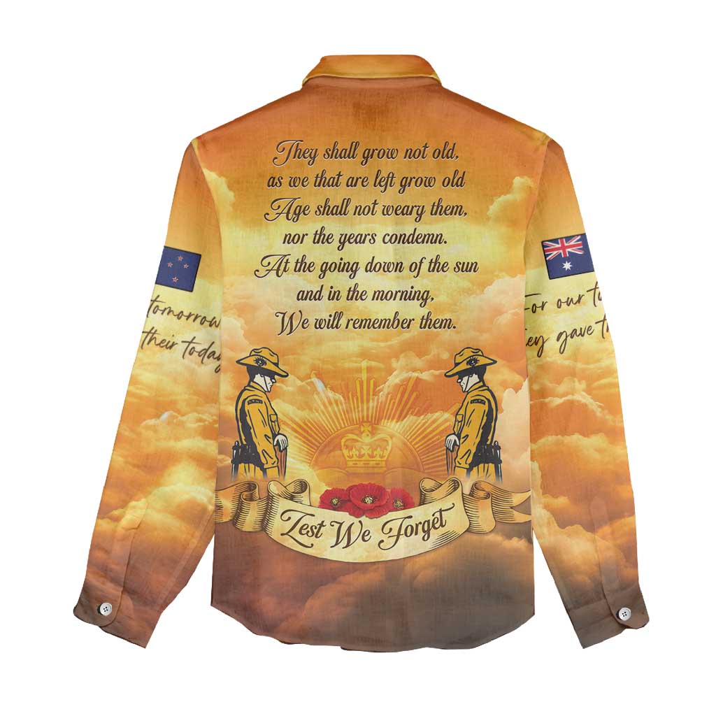 New Zealand And Australia ANZAC Day Women Casual Shirt Sinai Palestine Campaign Lest We Forget LT05 - Polynesian Pride
