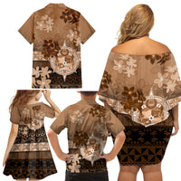 Tonga Emancipation Day Family Matching Off Shoulder Short Dress and Hawaiian Shirt Tongan Kupesi Ngatu Pattern Vintage Style LT05 - Polynesian Pride
