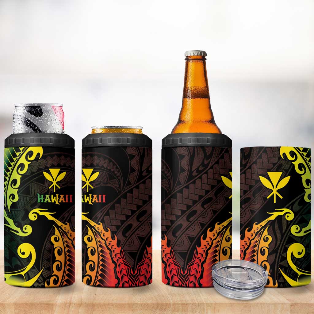 AAPI Heritage Month 4 in 1 Can Cooler Tumbler Kanaka Maoli Polynesian Tribal Wave
