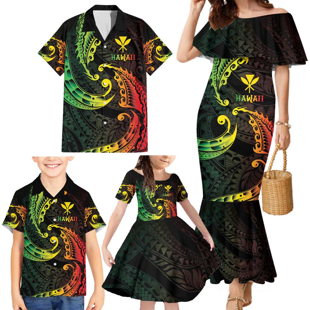 AAPI Heritage Month Family Matching Mermaid Dress and Hawaiian Shirt Kanaka Maoli Polynesian Tribal Wave LT05 - Polynesian Pride
