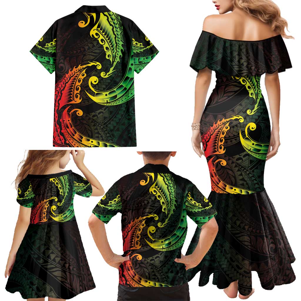 AAPI Heritage Month Family Matching Mermaid Dress and Hawaiian Shirt Kanaka Maoli Polynesian Tribal Wave LT05 - Polynesian Pride