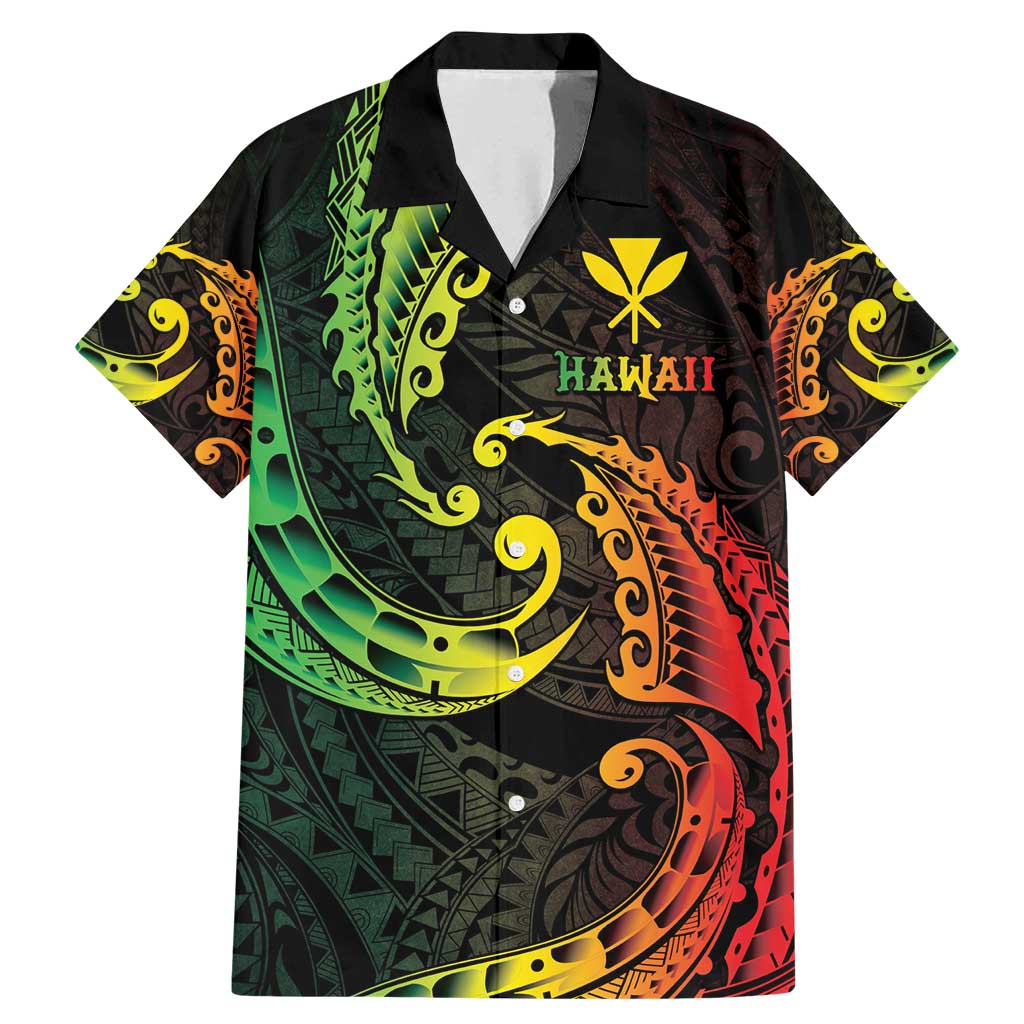 AAPI Heritage Month Family Matching Mermaid Dress and Hawaiian Shirt Kanaka Maoli Polynesian Tribal Wave LT05 Dad's Shirt - Short Sleeve Reggae - Polynesian Pride
