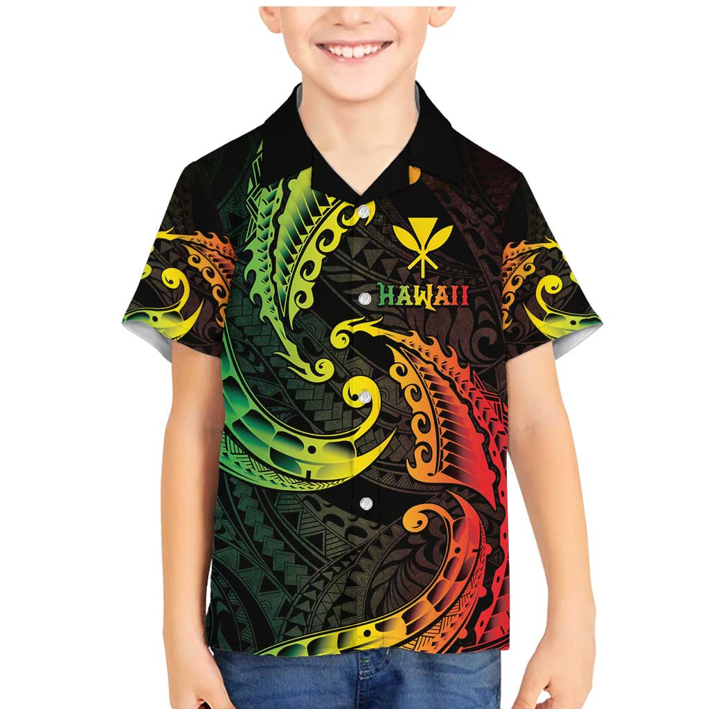 AAPI Heritage Month Family Matching Mermaid Dress and Hawaiian Shirt Kanaka Maoli Polynesian Tribal Wave LT05 Son's Shirt Reggae - Polynesian Pride