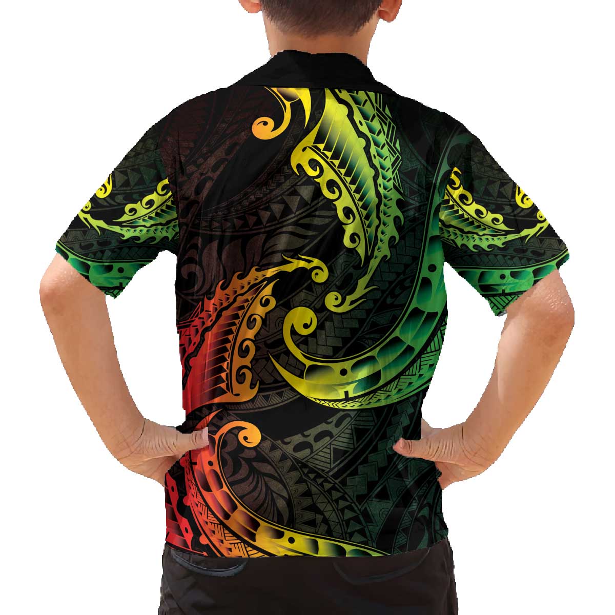AAPI Heritage Month Family Matching Off The Shoulder Long Sleeve Dress and Hawaiian Shirt Kanaka Maoli Polynesian Tribal Wave LT05 - Polynesian Pride