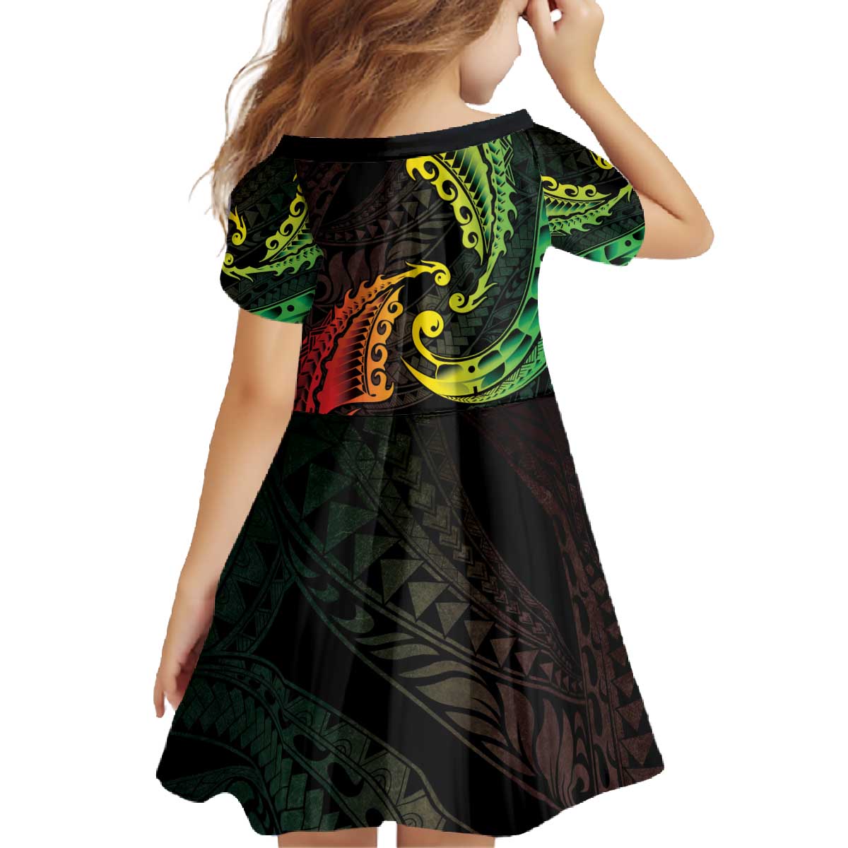 AAPI Heritage Month Family Matching Off The Shoulder Long Sleeve Dress and Hawaiian Shirt Kanaka Maoli Polynesian Tribal Wave LT05 - Polynesian Pride