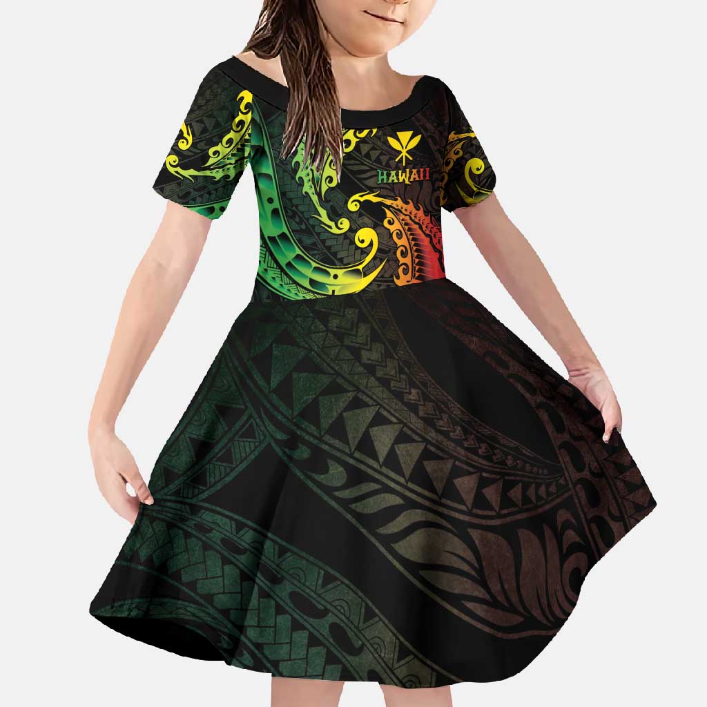 AAPI Heritage Month Family Matching Off Shoulder Maxi Dress and Hawaiian Shirt Kanaka Maoli Polynesian Tribal Wave