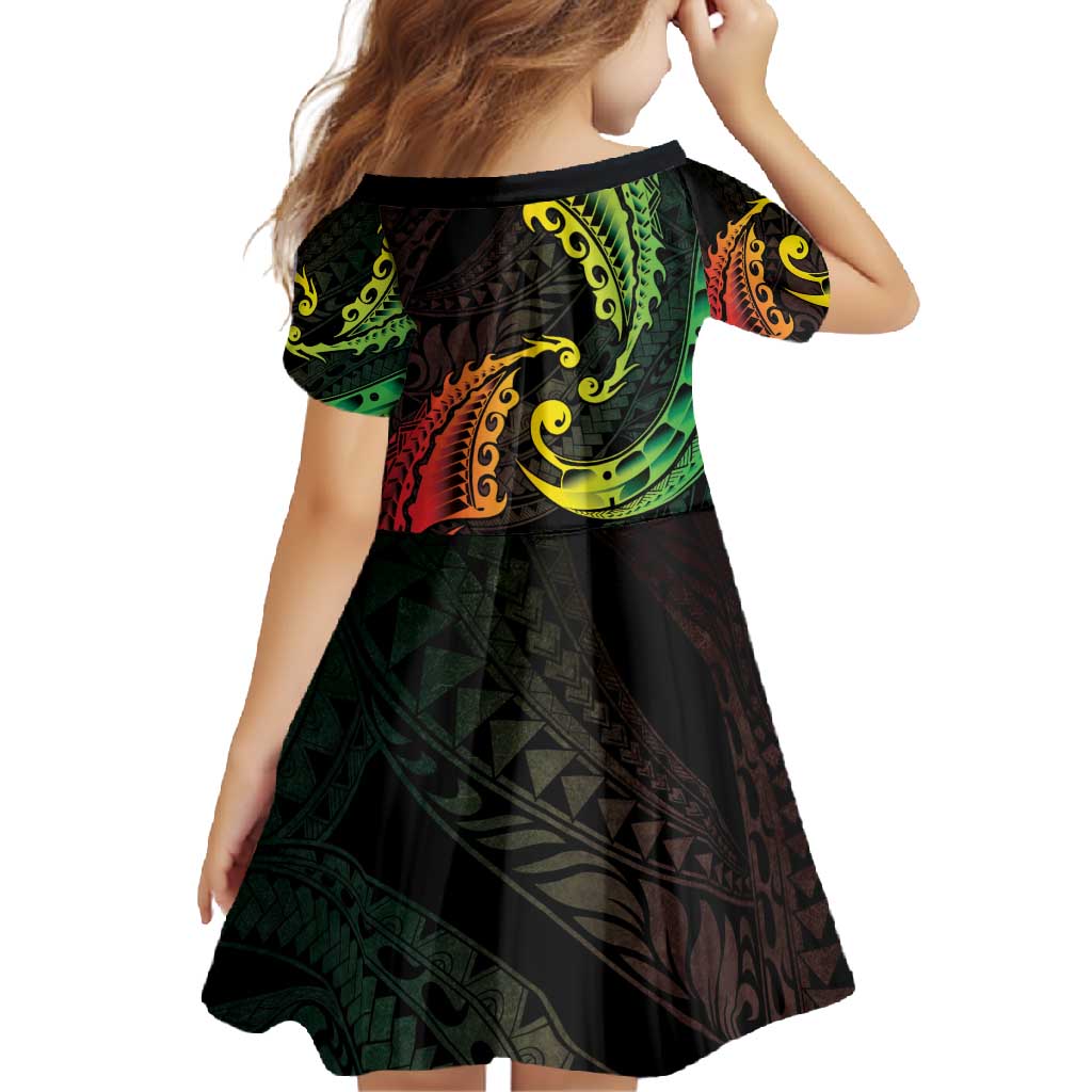 AAPI Heritage Month Family Matching Off Shoulder Maxi Dress and Hawaiian Shirt Kanaka Maoli Polynesian Tribal Wave