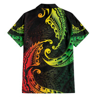 AAPI Heritage Month Family Matching Off Shoulder Short Dress and Hawaiian Shirt Kanaka Maoli Polynesian Tribal Wave