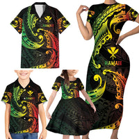 AAPI Heritage Month Family Matching Short Sleeve Bodycon Dress and Hawaiian Shirt Kanaka Maoli Polynesian Tribal Wave LT05 - Polynesian Pride