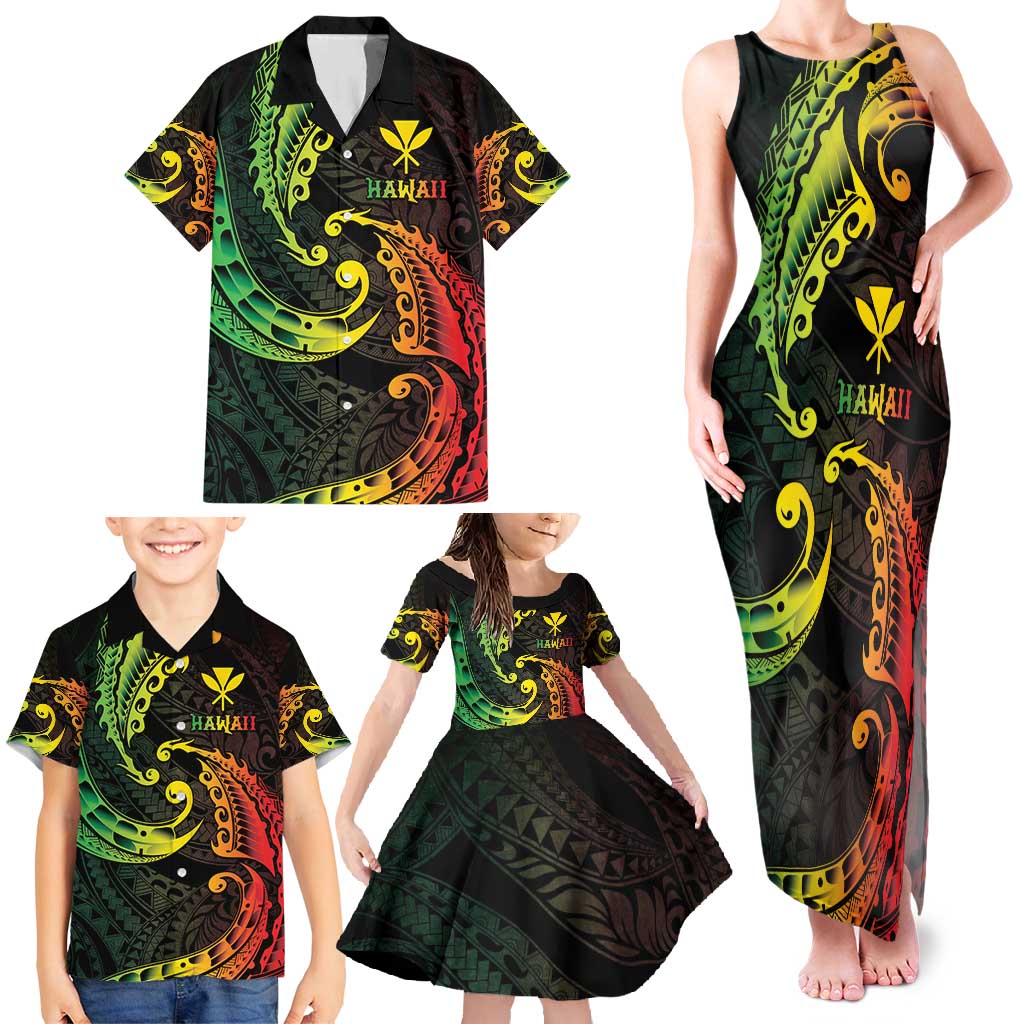 AAPI Heritage Month Family Matching Tank Maxi Dress and Hawaiian Shirt Kanaka Maoli Polynesian Tribal Wave LT05 - Polynesian Pride