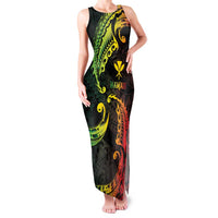 AAPI Heritage Month Family Matching Tank Maxi Dress and Hawaiian Shirt Kanaka Maoli Polynesian Tribal Wave LT05 Mom's Dress Reggae - Polynesian Pride