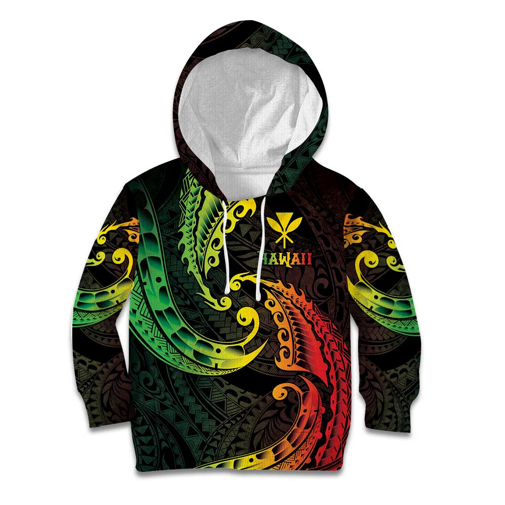 AAPI Heritage Month Kid Hoodie Kanaka Maoli Polynesian Tribal Wave LT05 Hoodie Reggae - Polynesian Pride