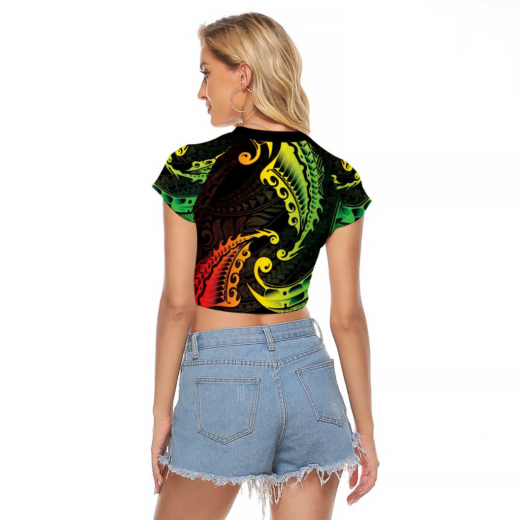 AAPI Heritage Month Raglan Cropped T Shirt Kanaka Maoli Polynesian Tribal Wave