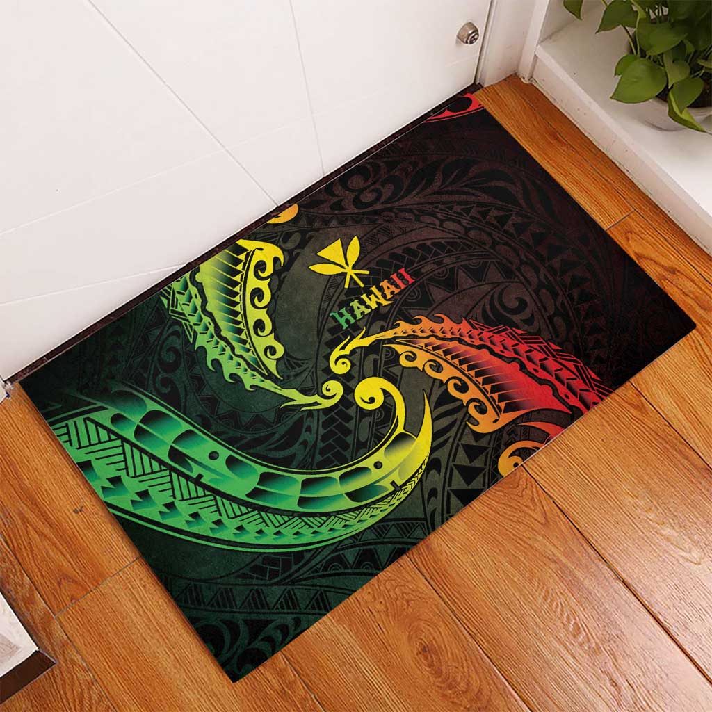 AAPI Heritage Month Rubber Doormat Kanaka Maoli Polynesian Tribal Wave