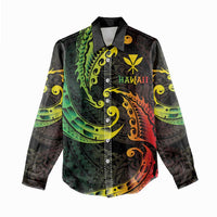 AAPI Heritage Month Women Casual Shirt Kanaka Maoli Polynesian Tribal Wave LT05 - Polynesian Pride