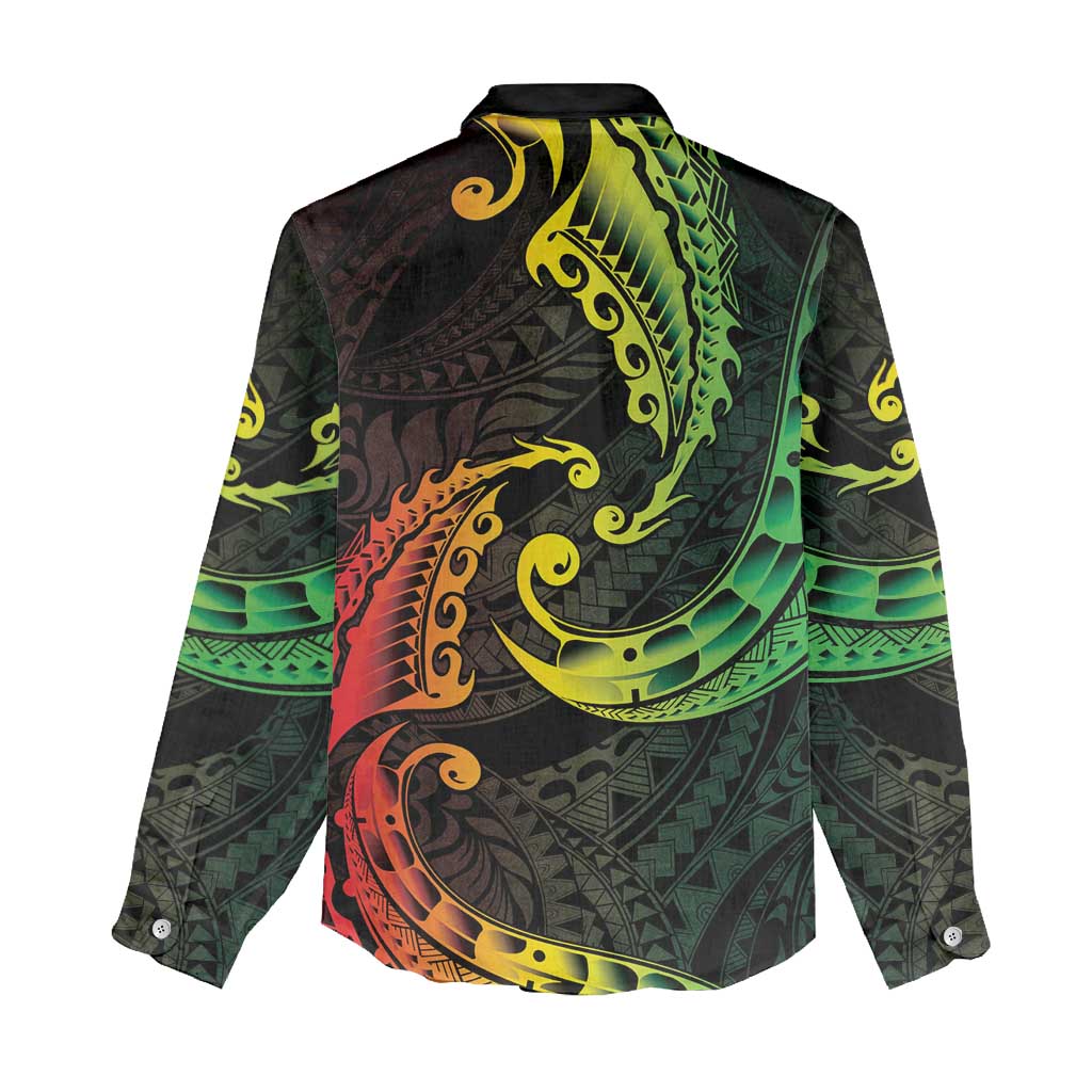 AAPI Heritage Month Women Casual Shirt Kanaka Maoli Polynesian Tribal Wave LT05 - Polynesian Pride