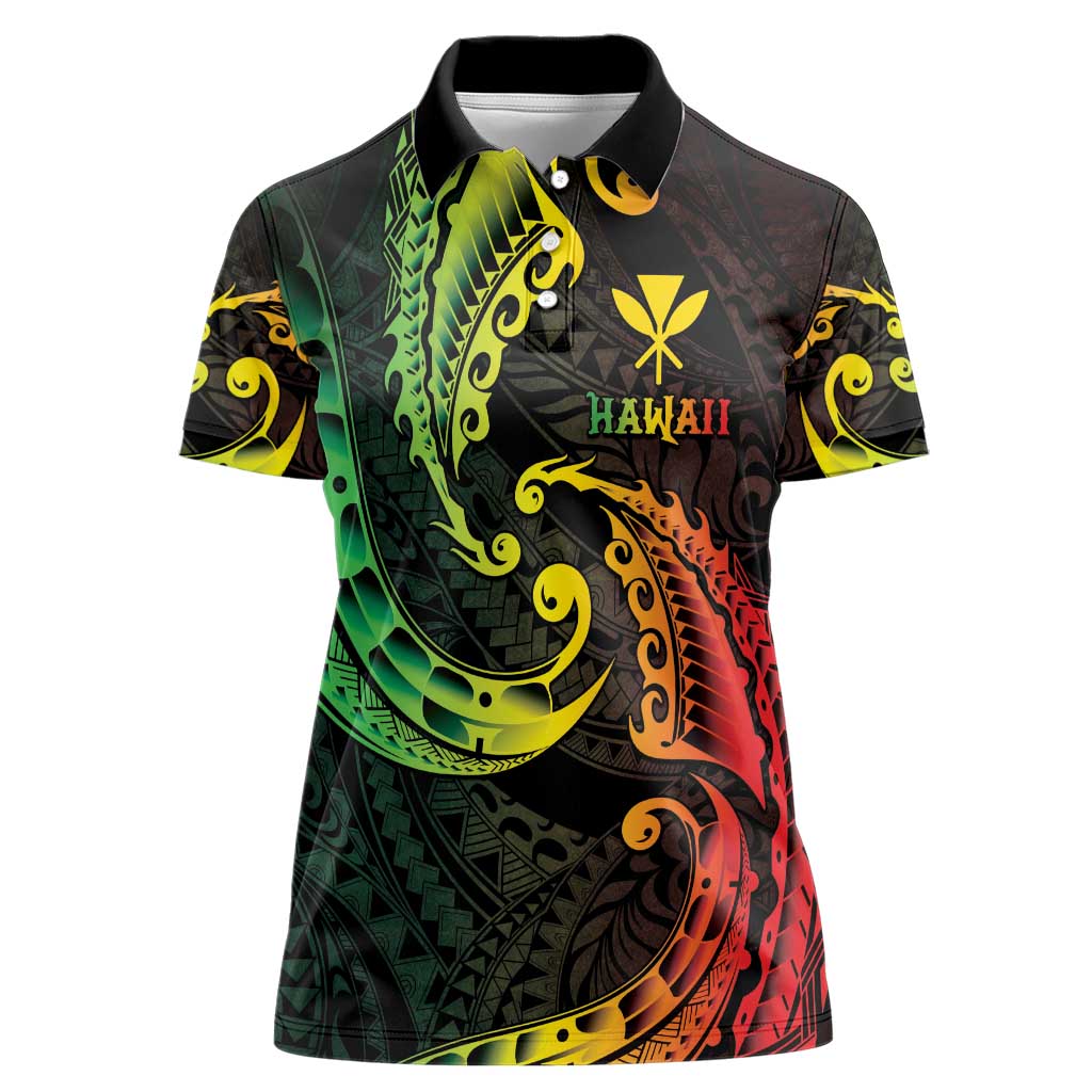 AAPI Heritage Month Women Polo Shirt Kanaka Maoli Polynesian Tribal Wave