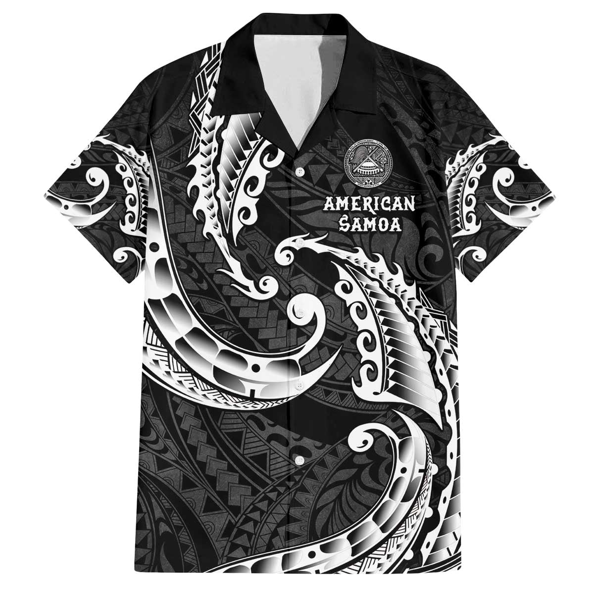 AAPI Heritage Month Family Matching Off The Shoulder Long Sleeve Dress and Hawaiian Shirt American Samoa Polynesian Tribal Wave