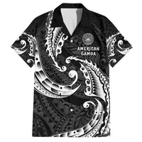 AAPI Heritage Month Family Matching Off The Shoulder Long Sleeve Dress and Hawaiian Shirt American Samoa Polynesian Tribal Wave