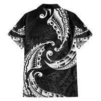 AAPI Heritage Month Family Matching Off The Shoulder Long Sleeve Dress and Hawaiian Shirt American Samoa Polynesian Tribal Wave