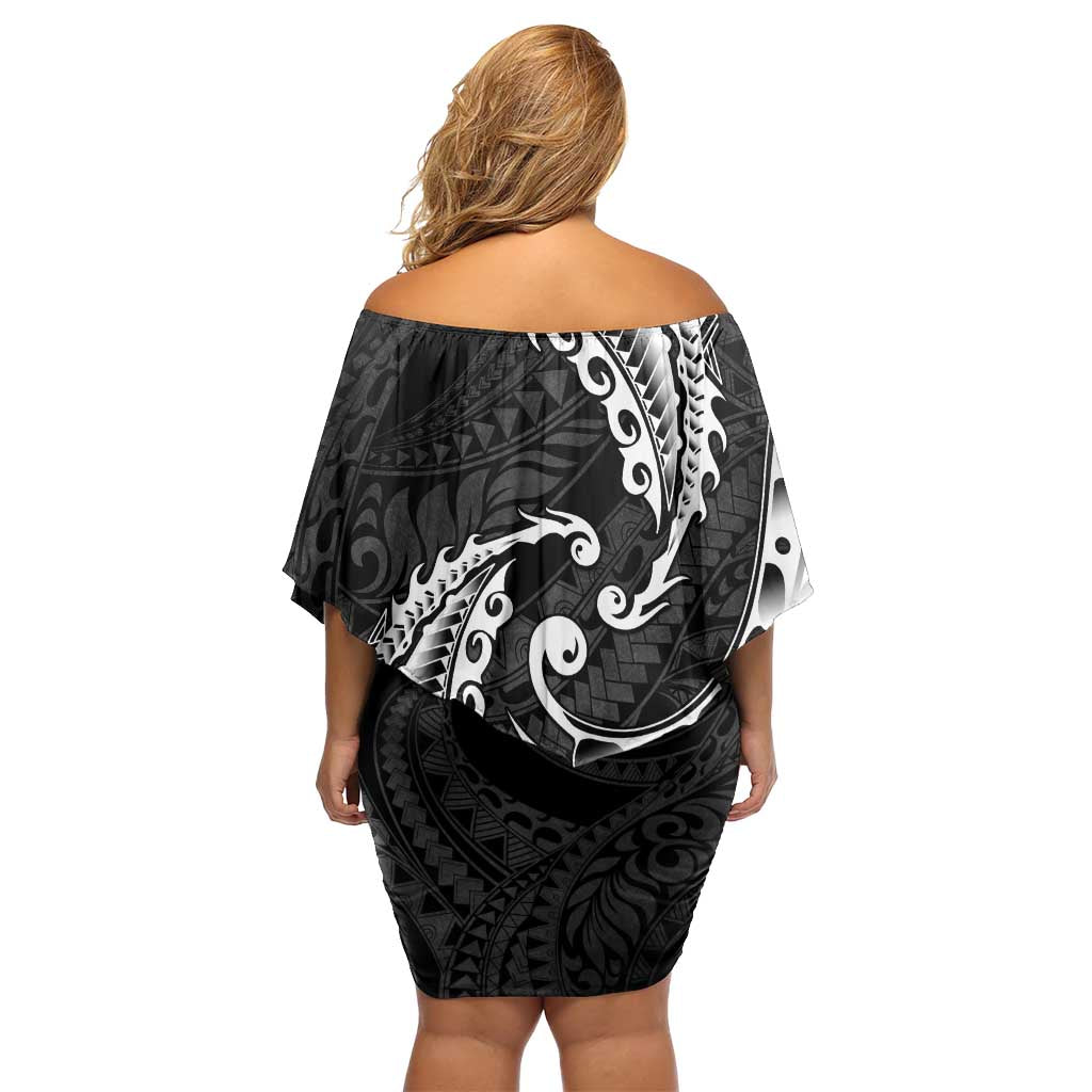 AAPI Heritage Month Family Matching Off Shoulder Short Dress and Hawaiian Shirt American Samoa Polynesian Tribal Wave