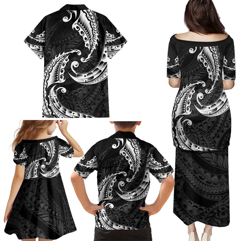 AAPI Heritage Month Family Matching Puletasi and Hawaiian Shirt American Samoa Polynesian Tribal Wave