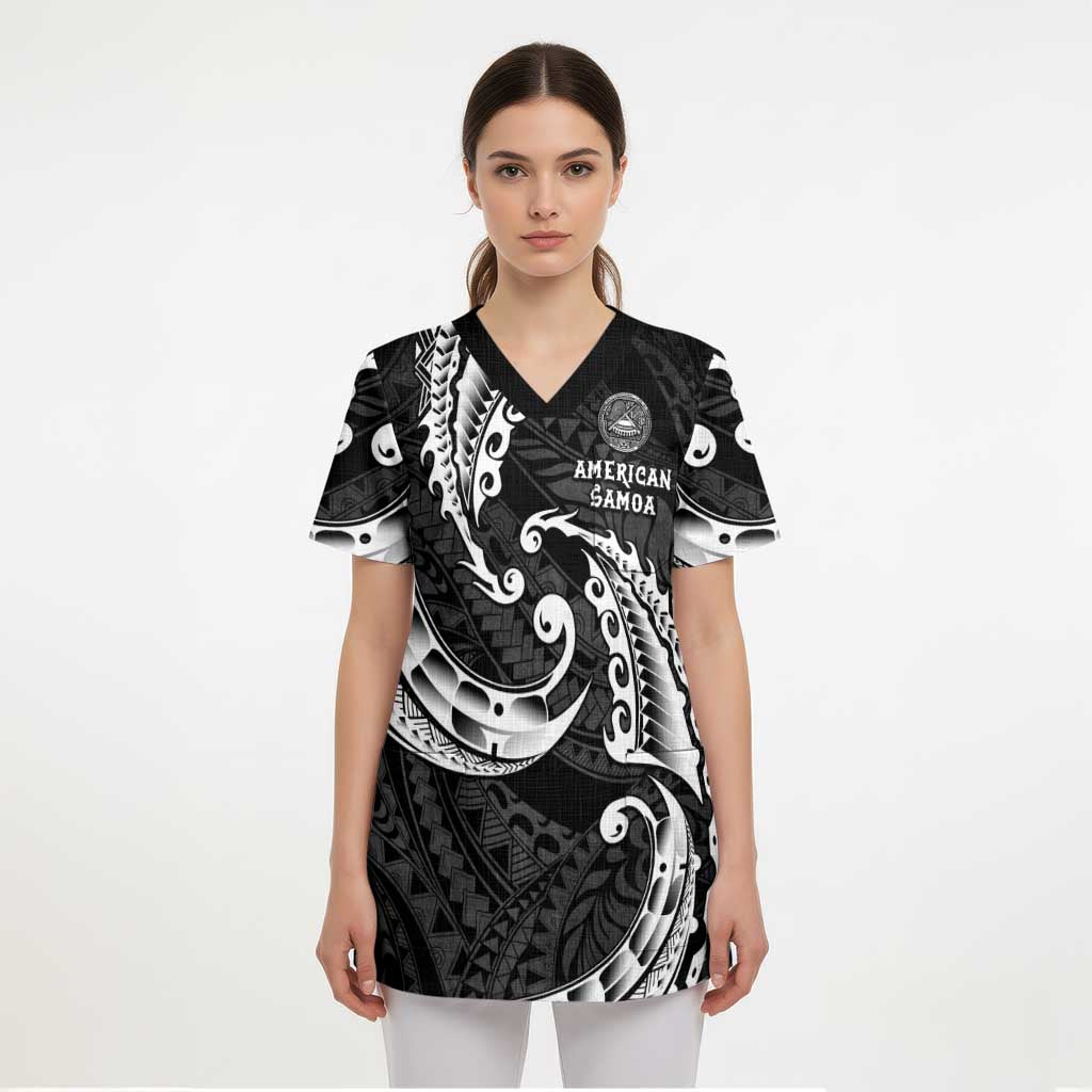 AAPI Heritage Month Scrub Top American Samoa Polynesian Tribal Wave - Polynesian Pride