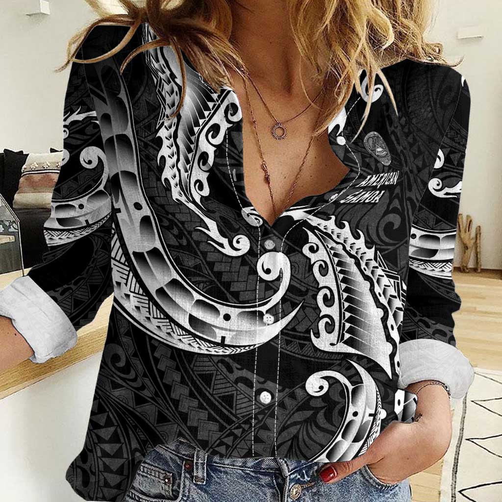 AAPI Heritage Month Women Casual Shirt American Samoa Polynesian Tribal Wave