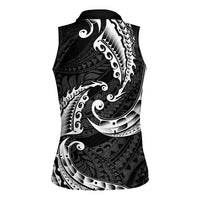 AAPI Heritage Month Women Sleeveless Polo Shirt American Samoa Polynesian Tribal Wave