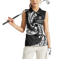 AAPI Heritage Month Women Sleeveless Polo Shirt American Samoa Polynesian Tribal Wave