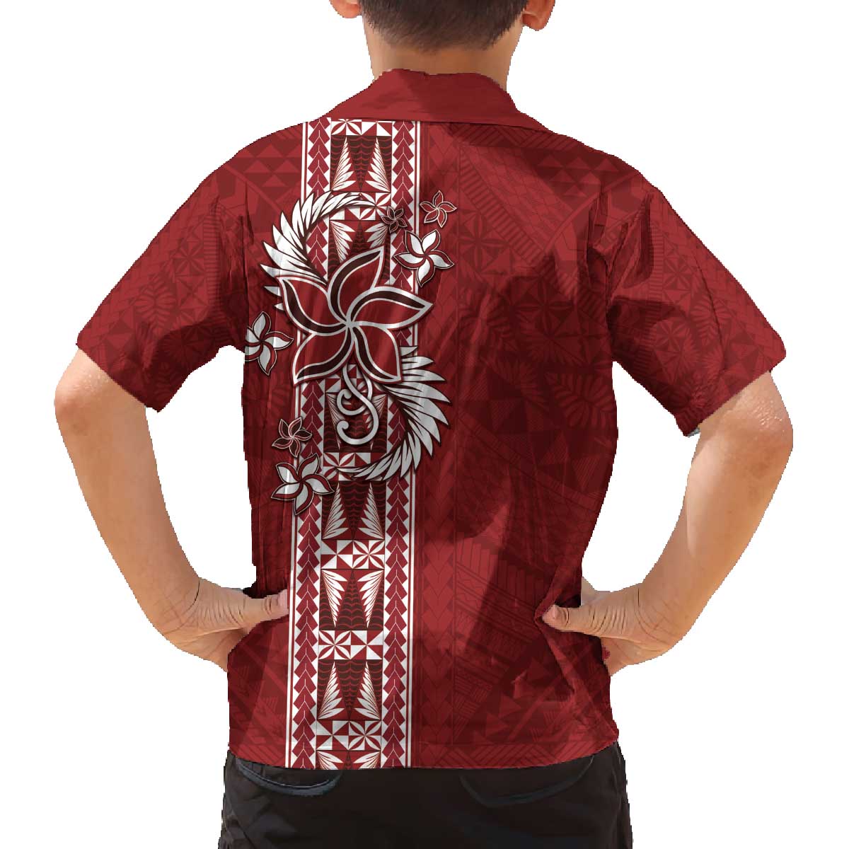 Tonga Language Week Family Matching Off Shoulder Short Dress and Hawaiian Shirt Malo e Lelei Kupesi Ngatu Pattern