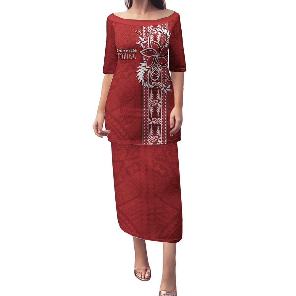 Tonga Language Week Family Matching Puletasi and Hawaiian Shirt Malo e Lelei Kupesi Ngatu Pattern