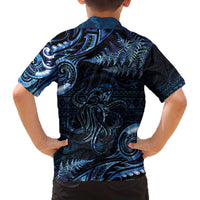 Aotearoa New Zealand Octopus Family Matching Puletasi and Hawaiian Shirt Silver Fern Maori Pattern LT05 - Polynesian Pride