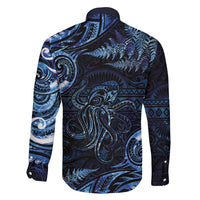 Aotearoa New Zealand Octopus Family Matching Short Sleeve Bodycon Dress and Hawaiian Shirt Silver Fern Maori Pattern LT05 - Polynesian Pride