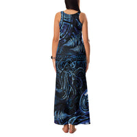 Aotearoa New Zealand Octopus Family Matching Tank Maxi Dress and Hawaiian Shirt Silver Fern Maori Pattern LT05 - Polynesian Pride