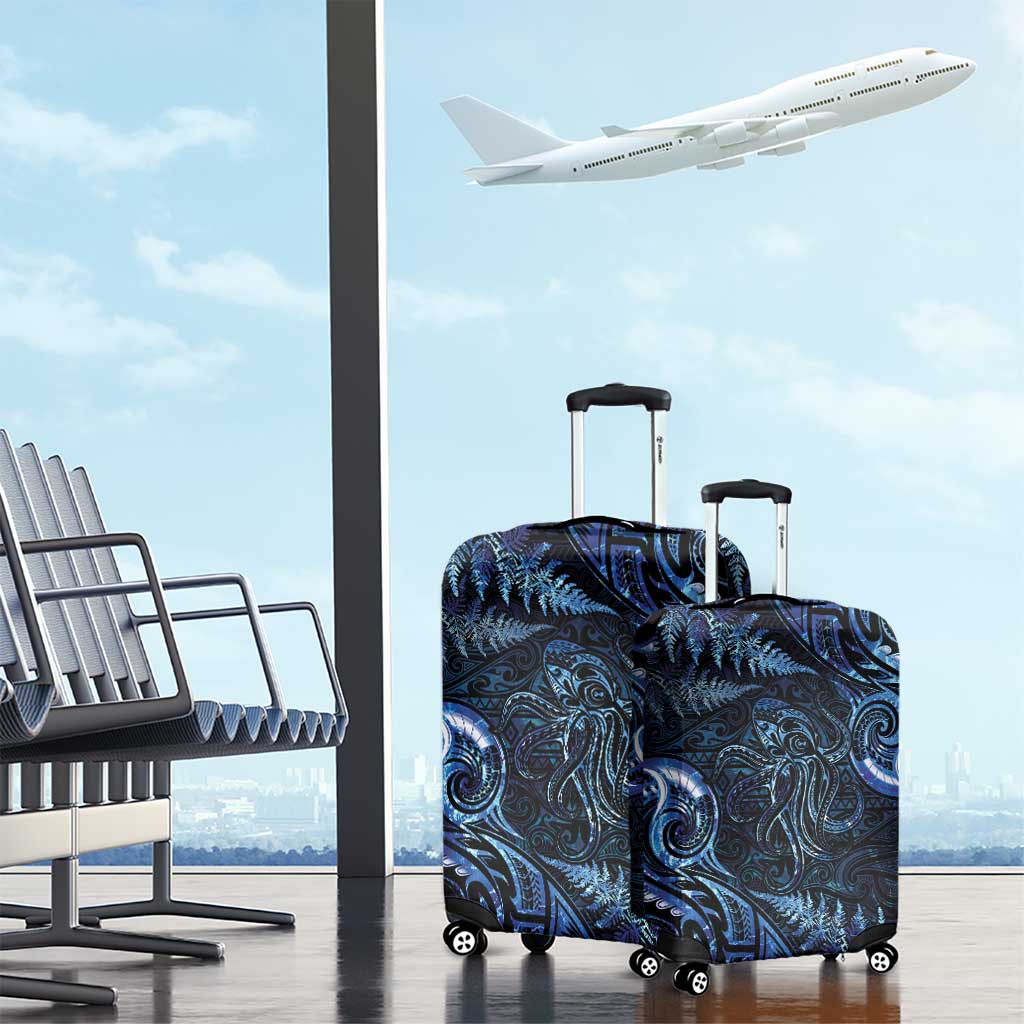 Aotearoa New Zealand Octopus Luggage Cover Silver Fern Maori Pattern