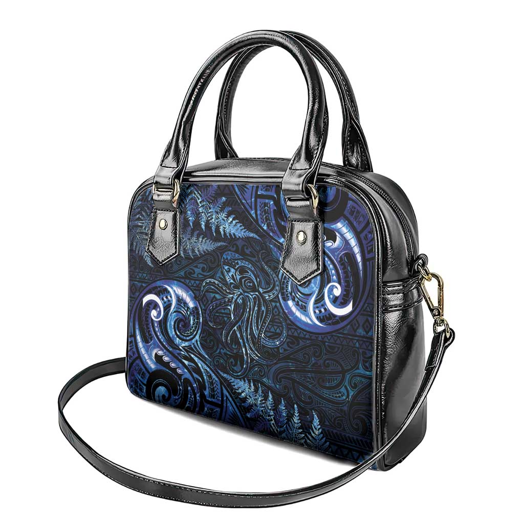 Aotearoa New Zealand Octopus Shoulder Handbag Silver Fern Maori Pattern