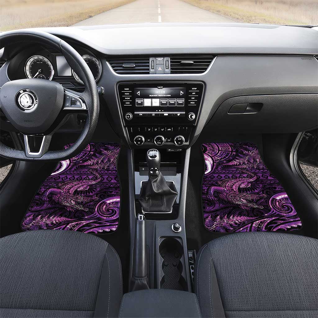 Aotearoa New Zealand Crocodile Car Mats Silver Fern Maori Pattern