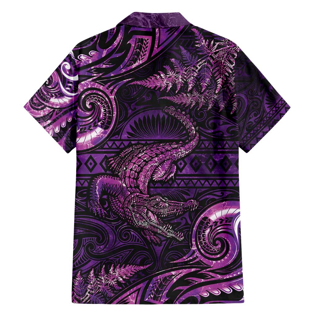 Aotearoa New Zealand Crocodile Family Matching Summer Maxi Dress and Hawaiian Shirt Silver Fern Maori Pattern LT05 - Polynesian Pride